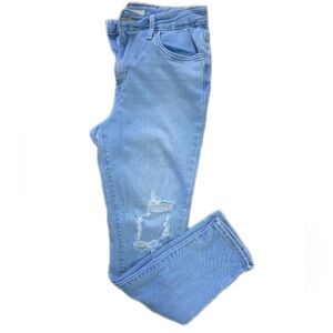 Levi's 721 High Rise Skinny Ankle Light Blue Distressed Jeans